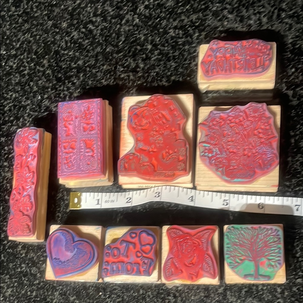 Vtg 1997 Sky Kids - Wooden Stamp Set 9 pieces - Picture 2 of 8